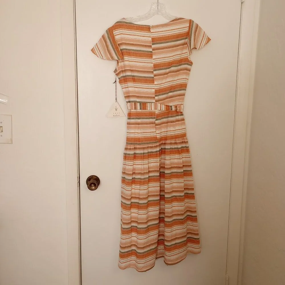 Lost + Wander City to Country Orange Stripe Midi Dress